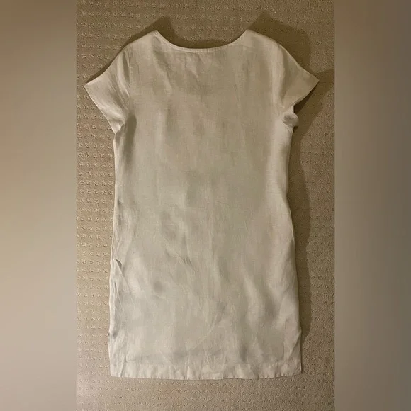**SOLD**Soft Surroundings, 100% Linen, Relaxed Fit, Short Sleeve Dress, Beige - Picture 8 of 10
